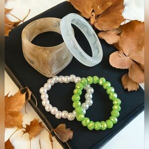 Womens White and Brown Colored Ring Set